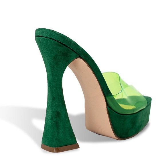 WOMEN'S FLARED BLOCK HEELED PLATFORMS - Picture 3 of 4